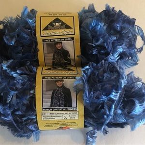 Phentex Fashion Eight Blue Eyelashe Yarn 2 Skeins